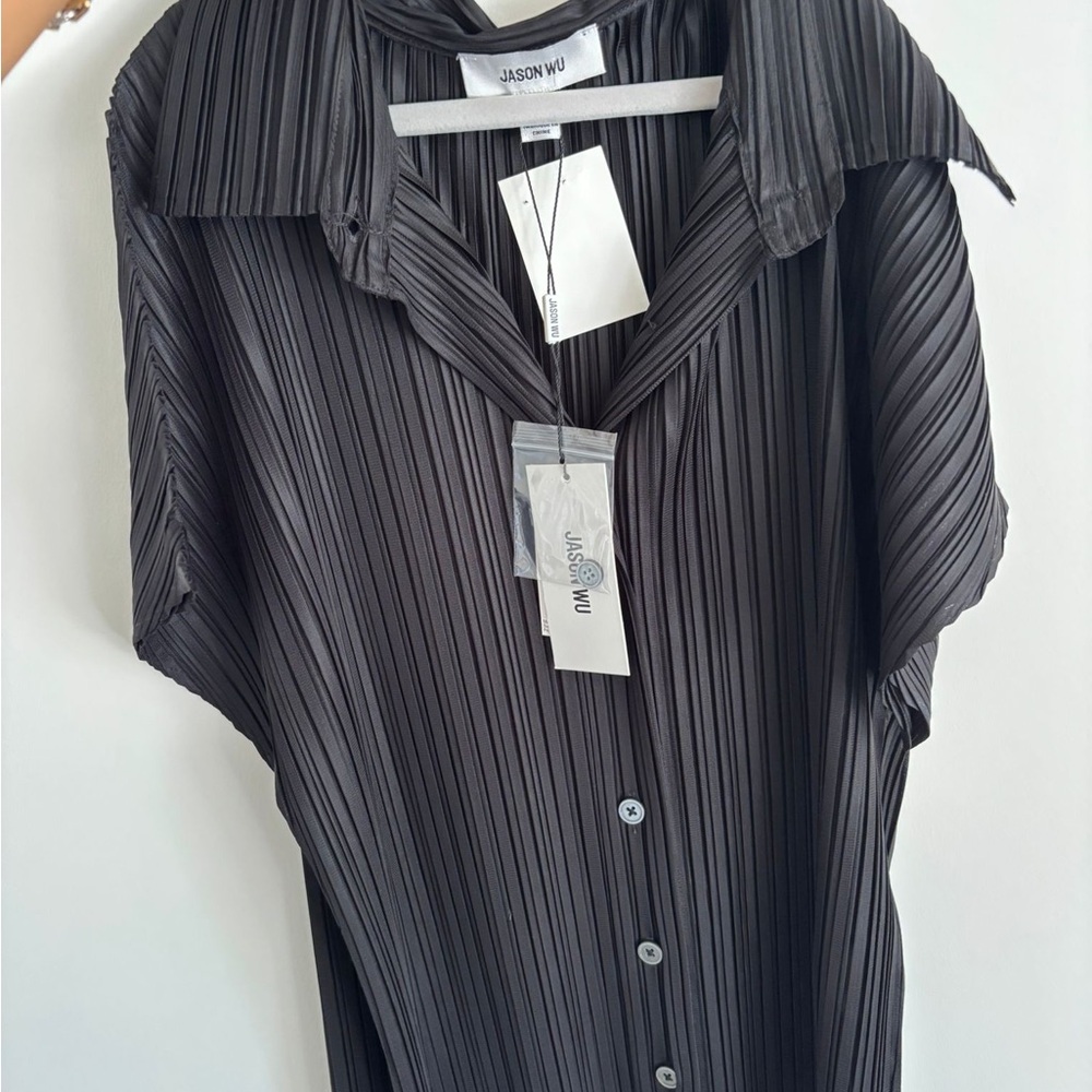 Jason Wu Charcoal Pleated Blouse - Picture 2 of 2